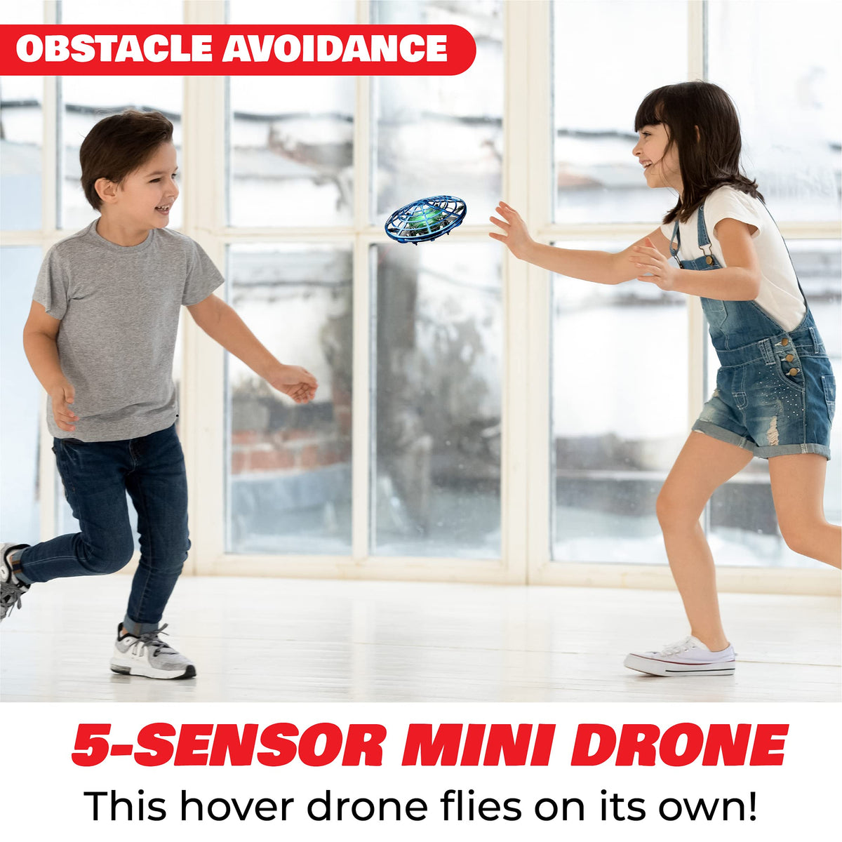 Force1 Scoot Hand Operated Drone for Kids or Adults - Hands Free Motion Sensor Mini Drones, Easy LED Indoor Rechargeable UFO Toy Flying Orb Ball Drone Toys for Boys and Girls (Blue)