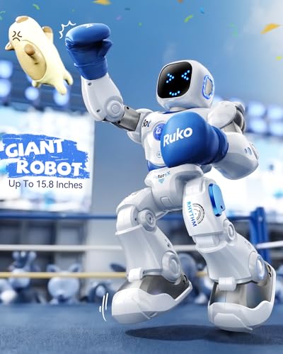 Ruko 1088 Smart Robot Toy for Kids, Large Programmable Interactive Gift | Support Remote Control & App Control & Voice Command, Birthday Gift for Boys & Girls Ages 4 5 6 7 8 9, Blue