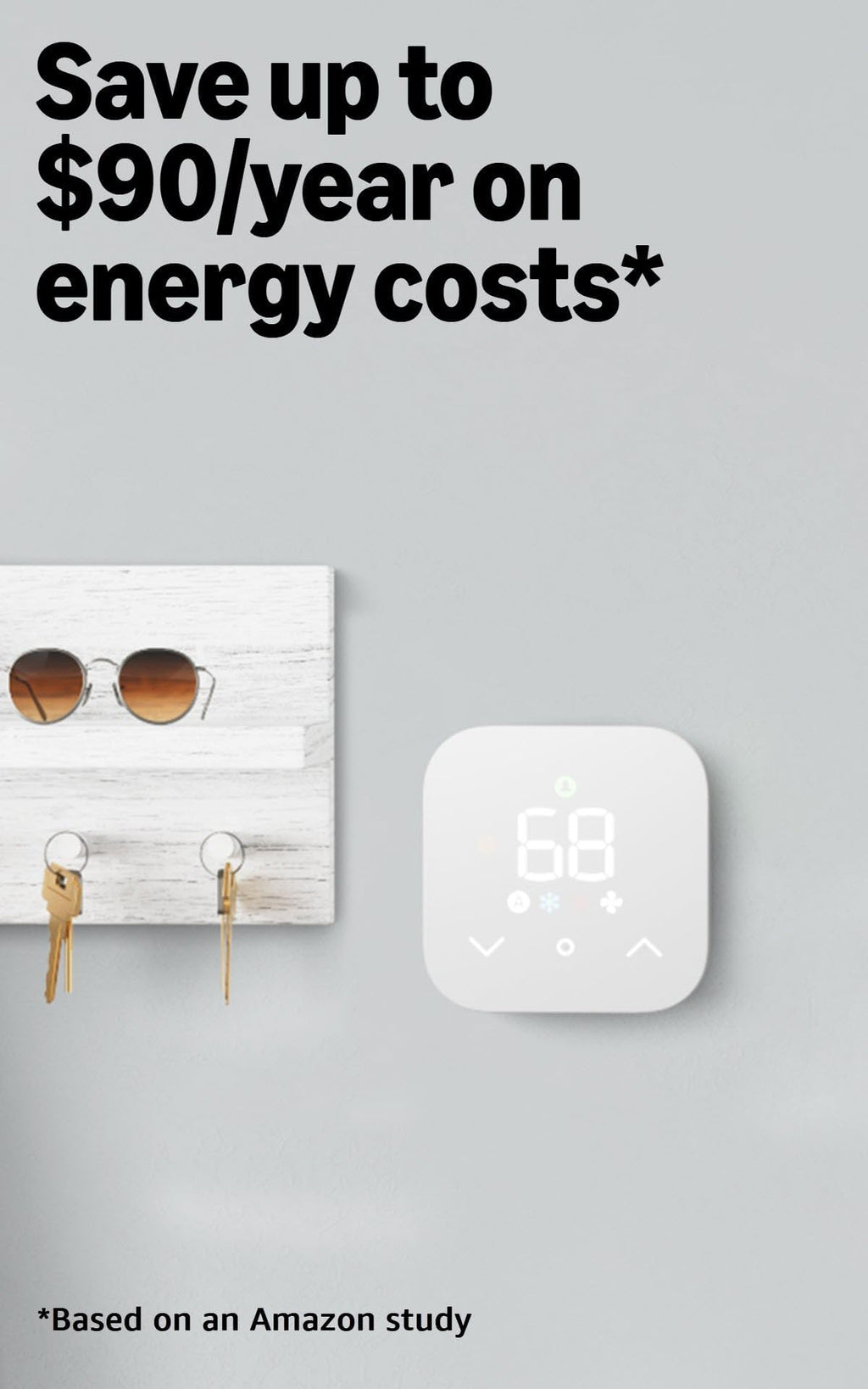 Amazon Smart Thermostat, Save money and energy, Works with Alexa and Ring, C-wire required