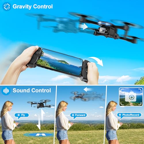 Drone with 1080P Camera - Foldable Remote Control RC Quadcopter FPV Drone | Camera Drone with Gesture Control, 3D Flip, One Key Start, Emergency Stop, 2 Batteries, Toy Drone for Kids Adult Beginners