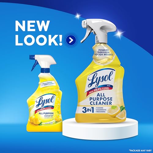 Lysol All Purpose Cleaner Spray, Disinfectant, Lemon, 32oz | Multipurpose Cleaner, Sanitizer & Disinfectant Spray, Degreaser, Multi-Surface Kitchen & Bathroom Cleaner, Cleaning Supplies