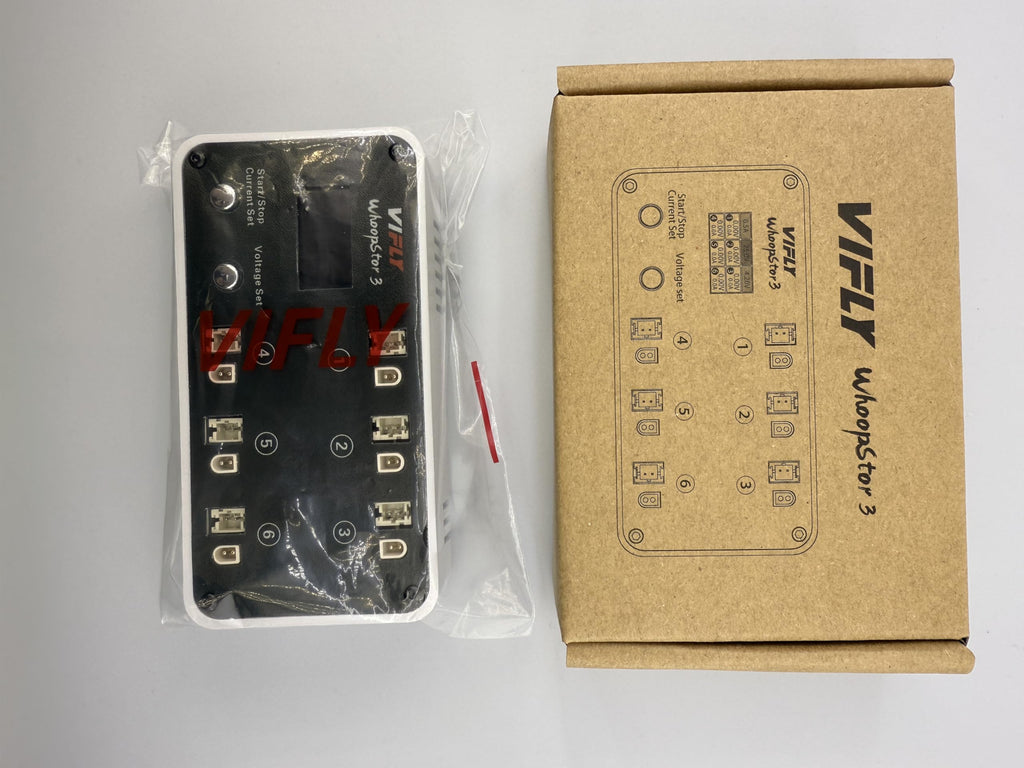 VIFLY WhoopStor V3 6 Ports 1S LiPo Battery Storage Charger and Discharger with LCD Display Tiny Whoop Charger with PH2.0 and BT2.0 Connectors