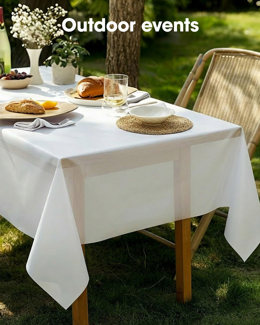 Pureegg Plastic Table Cloth Disposable 54x108 Inch 10 Pack, White | Picnic, Wedding, Party Supplies, Leakproof & Sturdy, Tablecloth, Table Cover