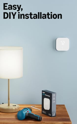 Amazon Smart Thermostat, Save money and energy, Works with Alexa and Ring, C-wire required