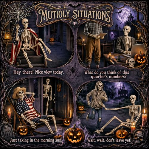 Abakuku 2 Pack 36" Halloween Skeleton Decorations,Human Bones for Halloween Party with Movable Joints,for Haunted Houses, Front Lawn, Graveyard Props
