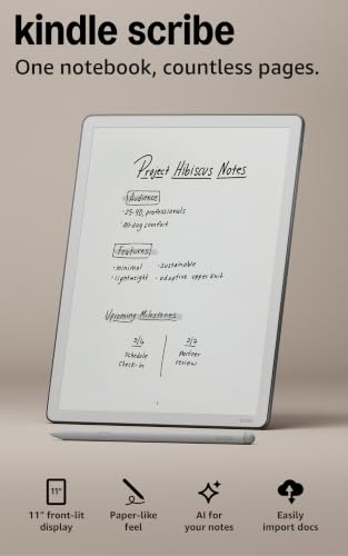 Amazon Kindle Scribe 32GB (newest model) — 11” display with front light, paper-like feel, and no distractions — Write in notebooks, docs, and books. Pen included - Graphite