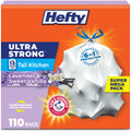 Hefty Ultra Strong 13 Gal Kitchen Trash Bags, Lavender Vanilla, 110ct | Bulk Pack, 13G Tall White Trash Bags with Drawstrings for Kitchen, Resists Leaks, Punctures, Rips, Continuous Odor Control