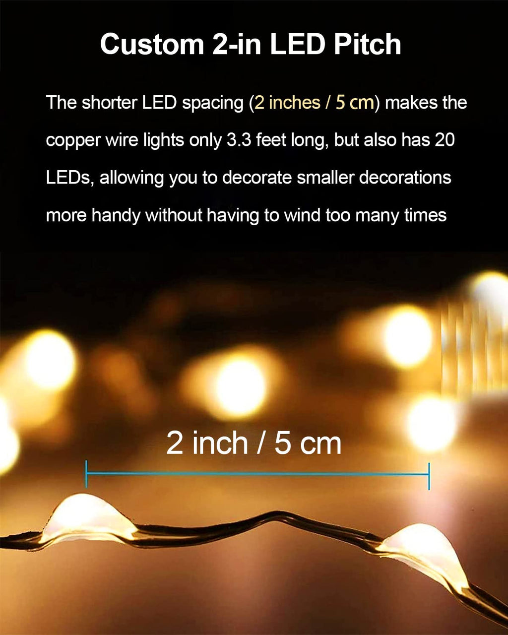 20 Pack Fairy Lights Battery Operated, 3.3ft 20 LED Mini String Lights Twinkle Lights Copper Wire Firefly Starry Lights for Mason Jars Wedding Party Christmas Centerpiece Table Decorations, Warm White