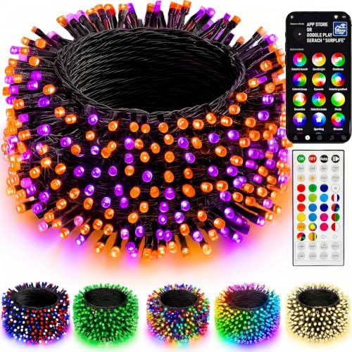 Dazzle Bright 66FT 200 LED Smart Color Changing Christmas Halloween Lights | RGB String Lights with Remote & App Controlled, 4th of July Decoration for Indoor Outdoor Holiday Xmas Tree Party Xmas Decor
