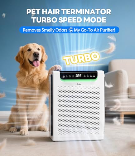 Air Purifiers for Home Large Room, Up to 2600Ft² with HEPA Washable Filters | Ture HEPA Filter, Powerful Turbo Mode, PM2.5 AQI Display, 22dB Sleep Mode, Air Cleaner for Pets Hair, Smoke, Odors, HAP607