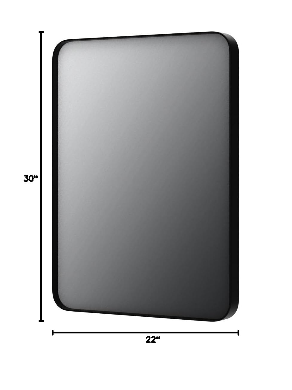 LOAAO 22X30 Inch Black Bathroom Mirror Metal Framed | Rounded Rectangle, Matte Black Bathroom Vanity Mirror, Anti-Rust, Hangs Horizontally or Vertically
