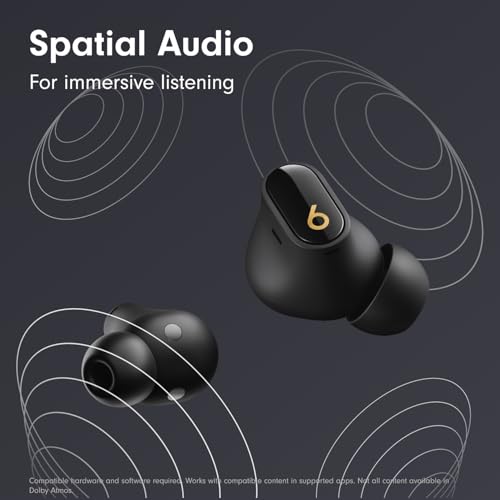 Beats Studio Buds + | True Wireless Noise Cancelling Earbuds, Enhanced Apple & Android Compatibility, Built-in Microphone, Sweat Resistant Bluetooth Headphones, Spatial Audio - Black/Gold