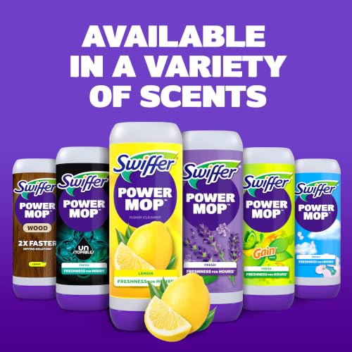 Swiffer PowerMop Liquid Floor Cleaner Refills, Solution for Power Mop, Fresh Scent, 2 Count Mopping Fluid Replacement Bottle, Spray Mops Cleaning Juice, No Bucket Needed, Multi-Surface and Wood