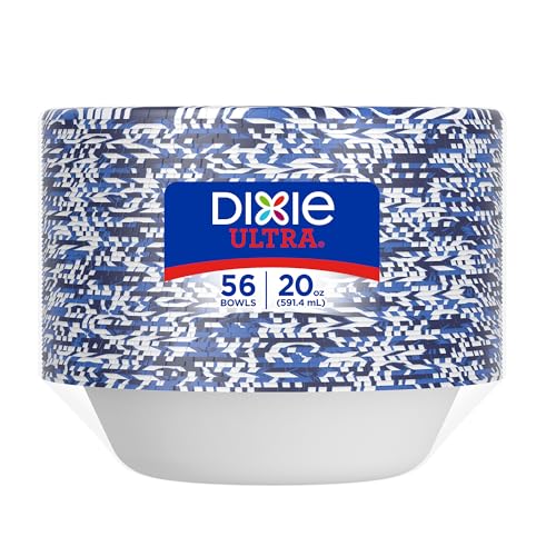 Dixie Ultra Large Paper Bowls 20 Oz, Disposable Bowls, 56 Count | Disposable paper bowls for breakfast, lunch, and dinner; microwave safe serving bowls for easy cleanup, compostable