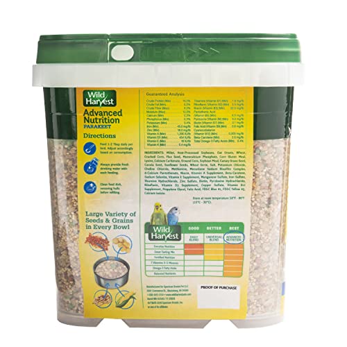 Wild Harvest Advanced Nutrition Bird Food For Parakeets, 4.5 lbs | Daily Variety Of Seed & Grain, Vitamins & Minerals Support Skin & Feathers, Variety Encourages Foraging Behavior