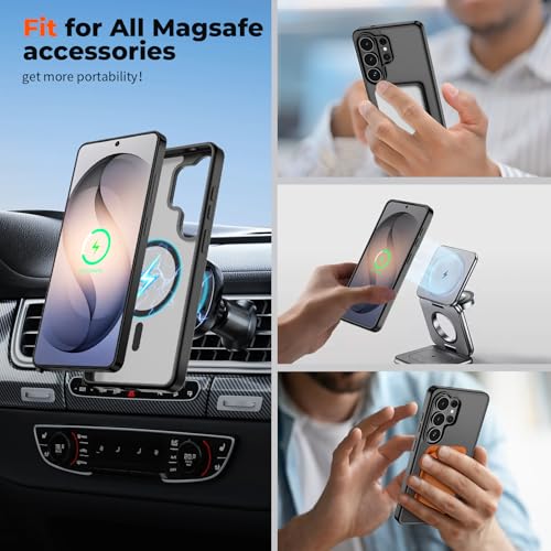 SUPFINE Magnetic for Samsung Galaxy S26 Ultra Case with Screen Protector, (Built-in Magnets) (Military Grade Drop Protection) Slim Translucent Shockproof Phone Case,Black