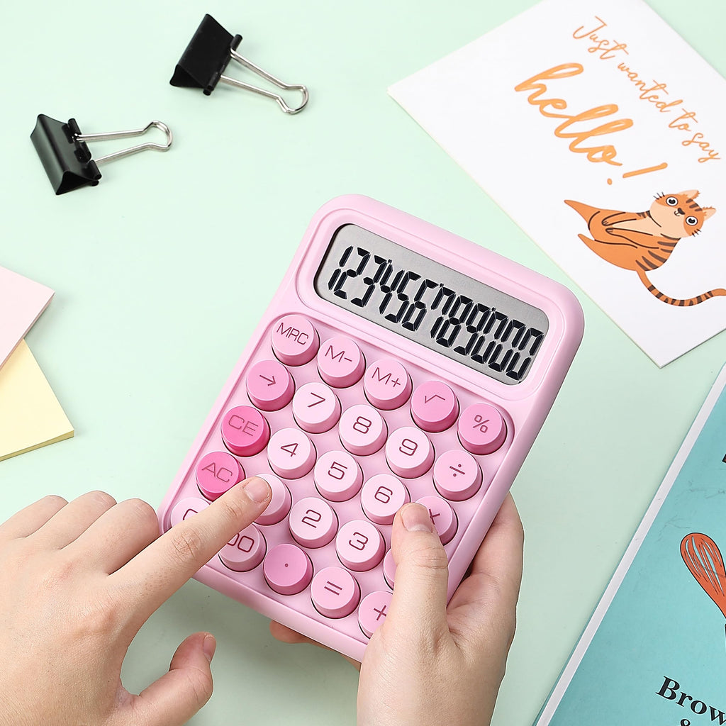 Mr. Pen- Mechanical Switch Calculator, 12 Digit Large LCD Display, Pink | With Big Buttons, Mechanical Switch Calculator for Home, School, Office