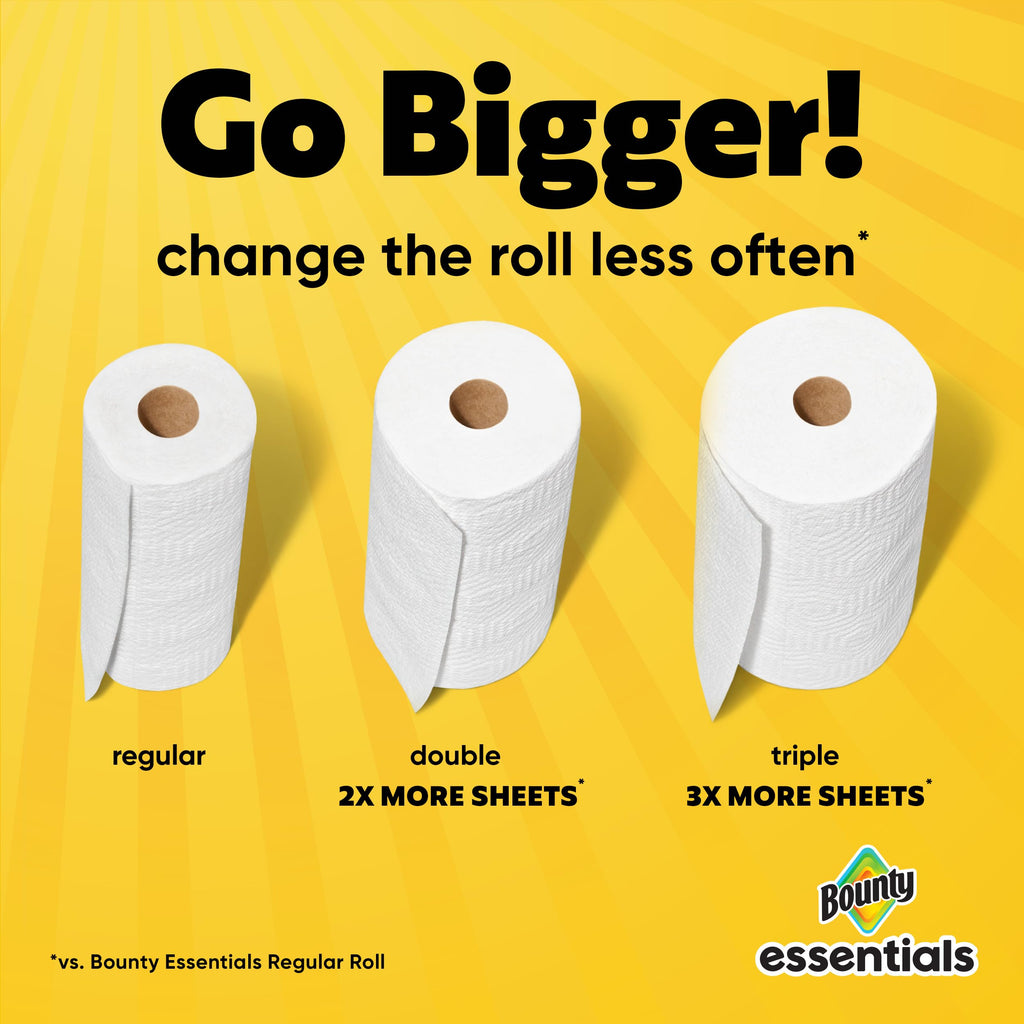 Bounty Essentials Select-A-Size Paper Towels, 6 Double Rolls, White, 108 Sheets Per Roll
