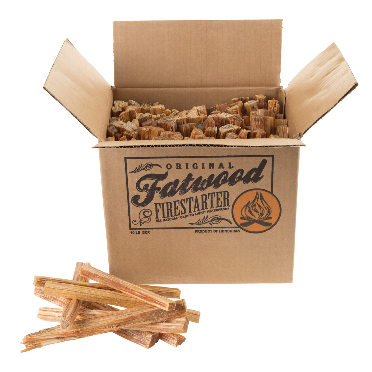 Fatwood Fire Starter Sticks 10lb Box - Indoor or Outdoor 100% All Natural Pine Fire Starters for Campfires, Fireplace, Firepit, Stove, or BBQ Grill - Kindling Firewood Lighter by Pure Garden