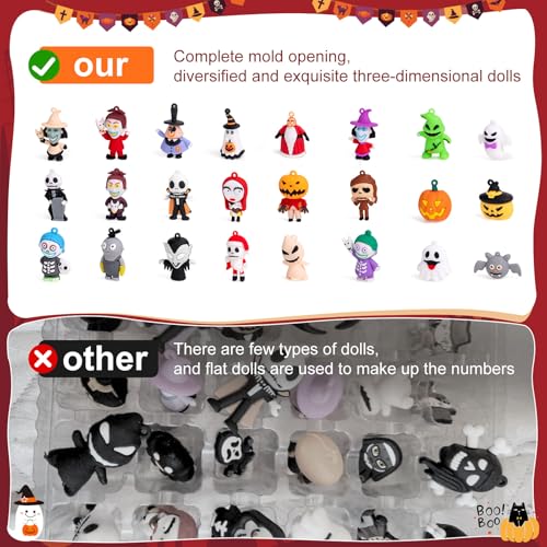 Nightmare Advent Calendar 2026, Halloween Countdown Calendar, 24Pcs Boo Basket Stuffers for Kids Adults, Trick or Treat Holiday Count Down Box