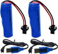 Blomiky 2 Pack 3.7V 800mAh Li-ion Rechargeable Battery SM 2P Plug with USB Cable for Double Sided RC Stunt Car Small RC Boat Tumbling Amphibious RC Car RC Truck/ C63 Battery and USB 2