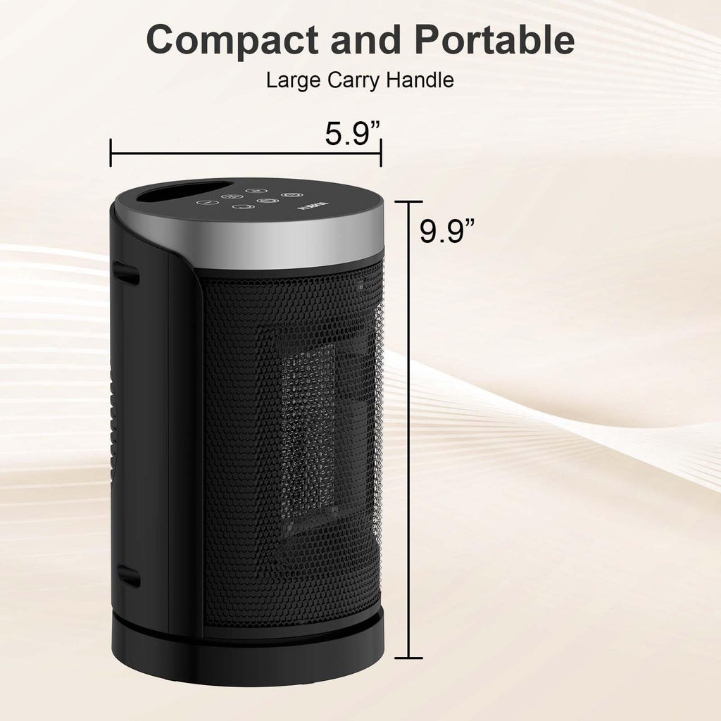 Space Heater, WINHL Portable Electric Heaters for Indoor Use,70°Oscillation | Thermostat, Remote Control, 12H Timer, 5 Modes, Small Quiet 1500W PTC Ceramic Fast Safety Heat for Office, Bedroom, Home
