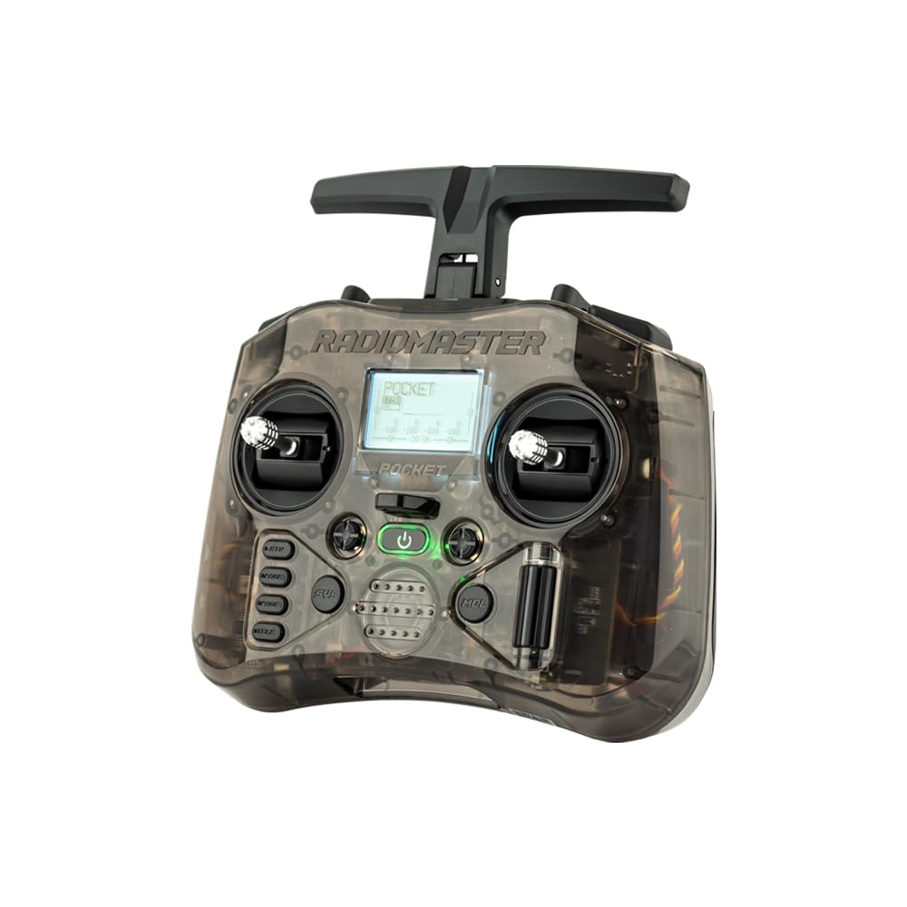 Radiomaster Pocket Hall Gimbal Transmitter Remote Control (ELRS-Charcoal) | Portable Lightweight Built In LED Light Foldable Antenna Mode 2