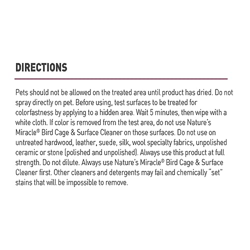 Nature's Miracle Bird Cage & Surface Cleaner, 24 oz | Bio-Enzymatic Formula Helps Break Down Tough Stains & Odors, Cleans & Deodorizes Cages & Accessories, Safe For Pets and Home*