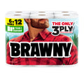 Brawny Tear-A-Square 3-Ply Paper Towels, 6 Double Rolls = 12 Regular Rolls | Strong, absorbent, and durable to tackle any tough mess