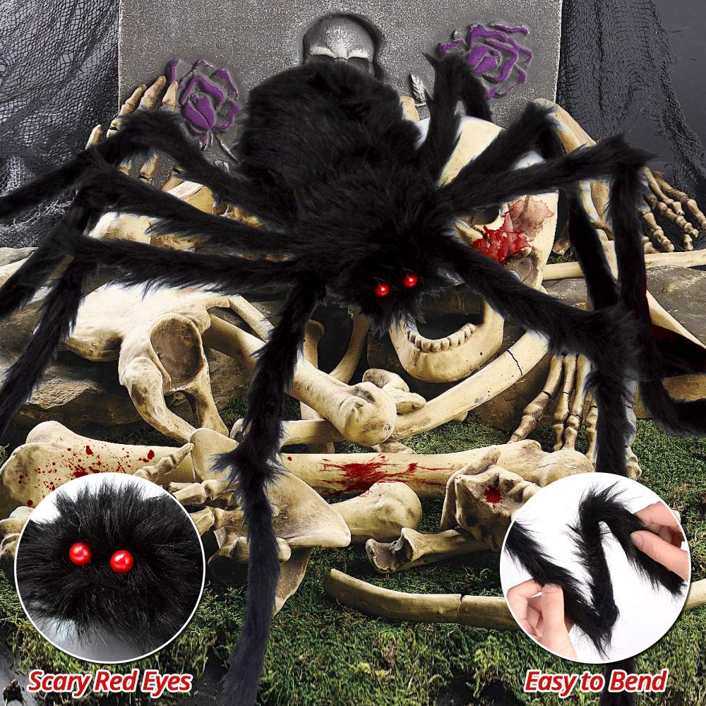 OCATO 200" Halloween Decorations Spider Web Outdoor +59" Giant Spider Décor | Halloween Decorations Outdoor/Indoor, Yard/Home/Costumes Parties/Haunted House Décor, Triangular Huge Spiders Web