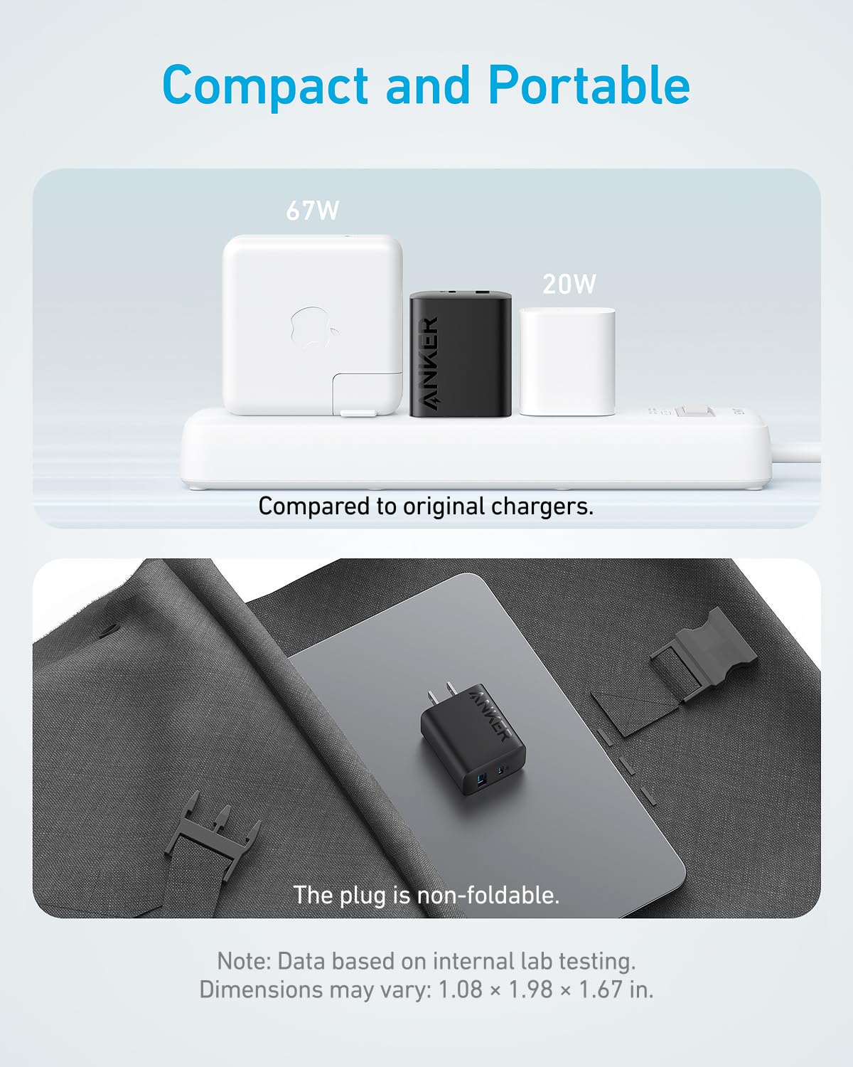 Anker Phone Charger, 20W USB C Charger Block, Type C Charger Fast Charging | For iPhone 18 Pro/17/17 Plus/17 Pro Max/16/16 Plus/16 Pro Max/15 Pro Max/iPad Pro and More (2-Pack with 2 Cables, Black)