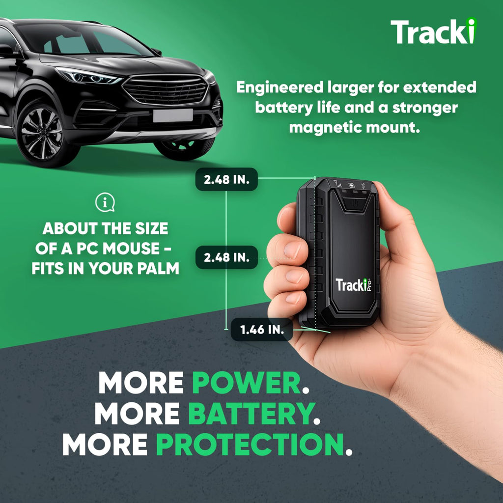 Tracki Pro GPS Tracker for Vehicles, 4G LTE, Long Battery Life | Magnetic, Assets & Car Real-Time Tracking, Subscription Required, Cancel Anytime, Hidden