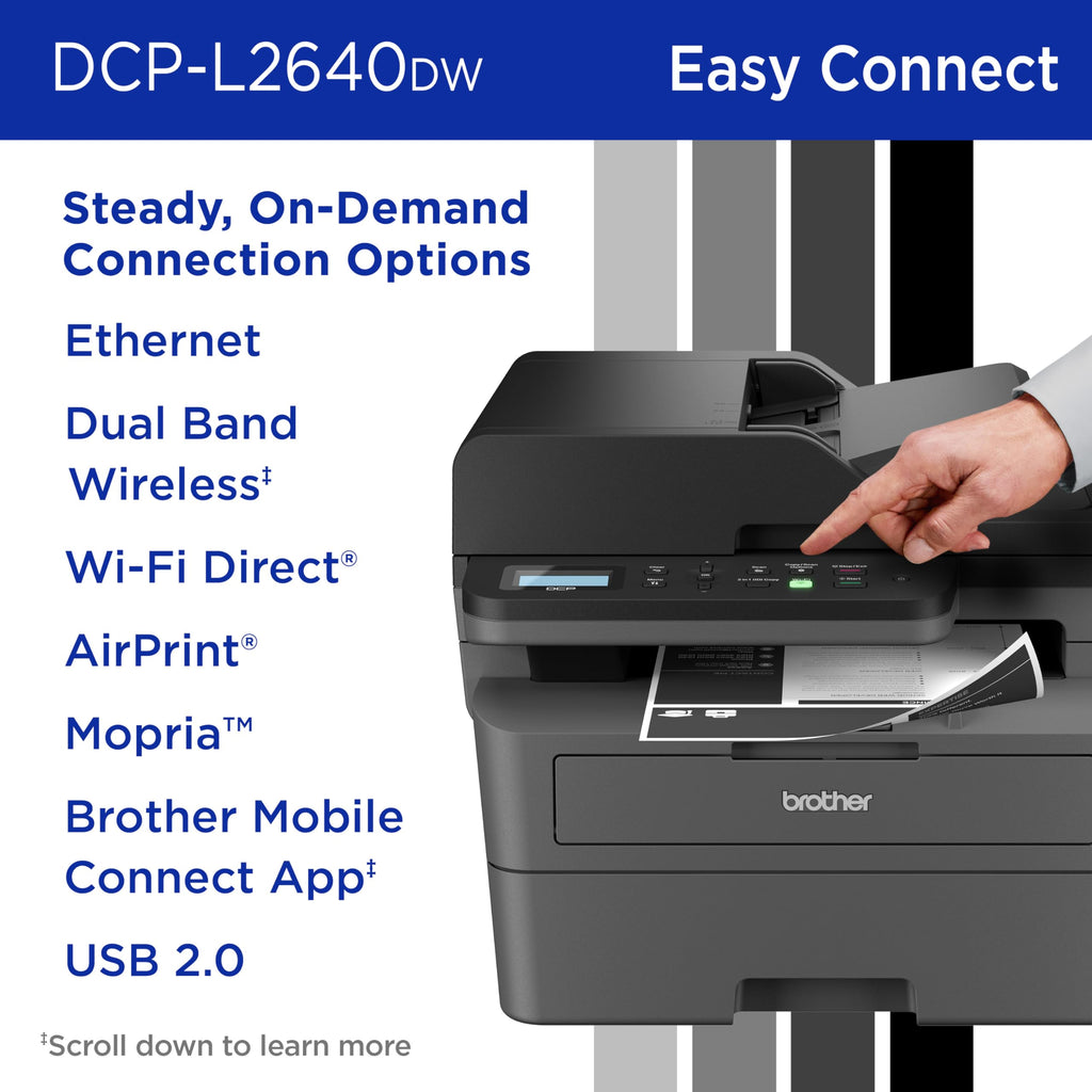 Brother DCP-L2640DW Wireless Compact Monochrome Multi-Function Printer, Copy, Scan, Duplex, Mobile Printing