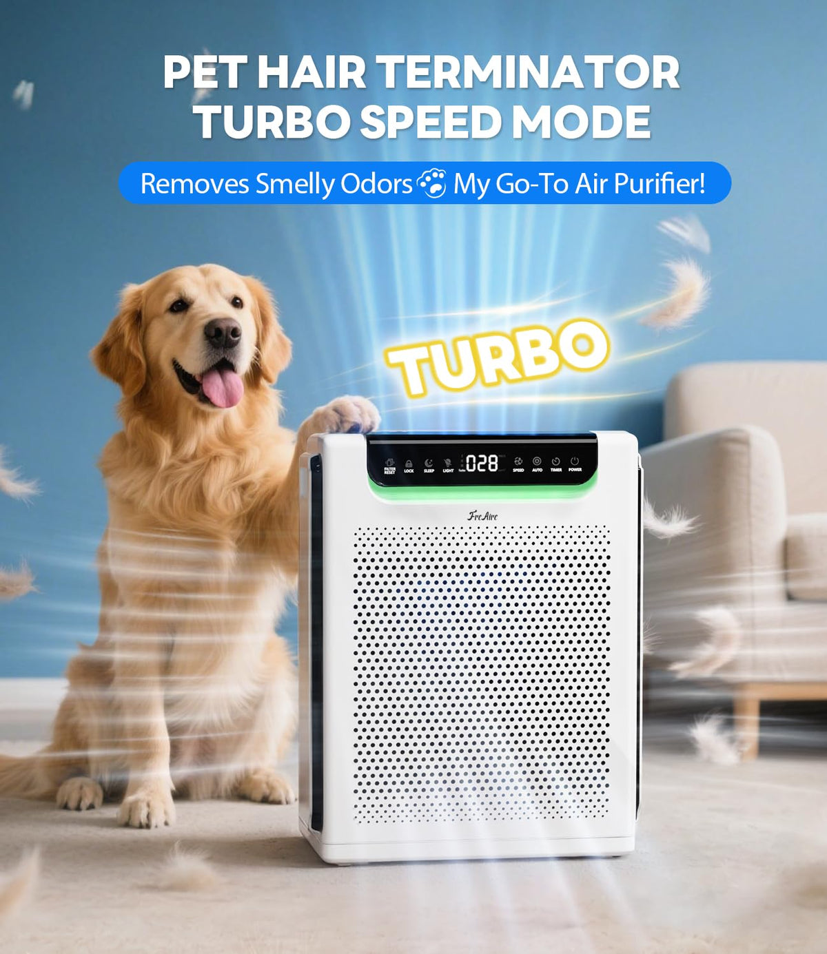 Air Purifiers for Home Large Room, Up to 2600Ft² with HEPA Washable Filters | Ture HEPA Filter, Powerful Turbo Mode, PM2.5 AQI Display, 22dB Sleep Mode, Air Cleaner for Pets Hair, Smoke, Odors, HAP607