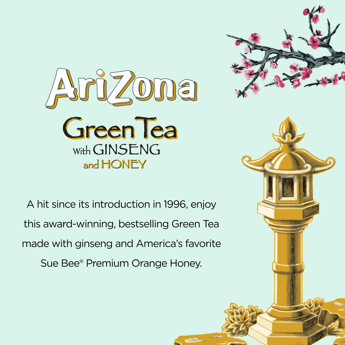 Arizona Green Tea with Ginseng and Honey - 16 Fl Oz (12 Pack)