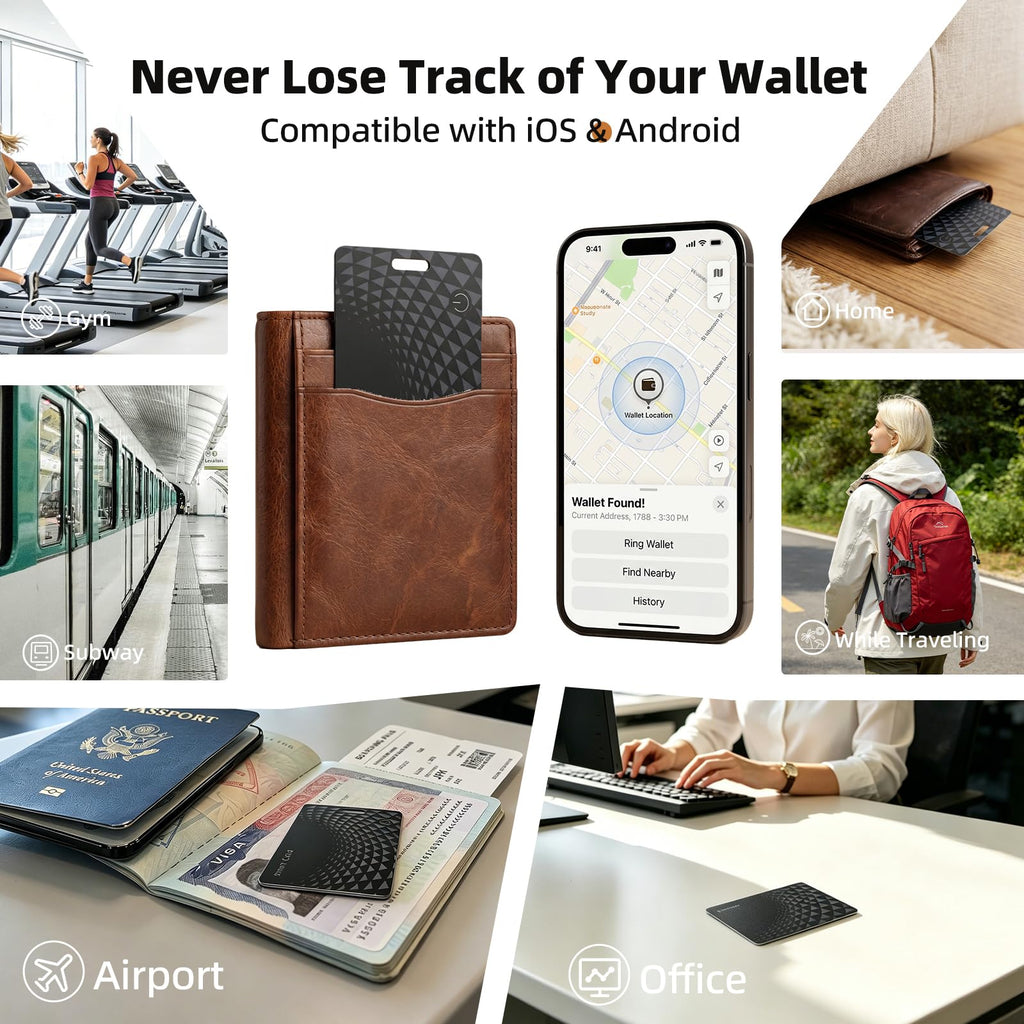 2026 Wallet Tracker Card Pro, Bluetooth Tracking Card (iOS & Android) | 0.05in Ultra Slim, 120dB Loud Alarm, Wireless Charging, Apple MFi Certified, Perfect for Wallet, Passport, Backpack