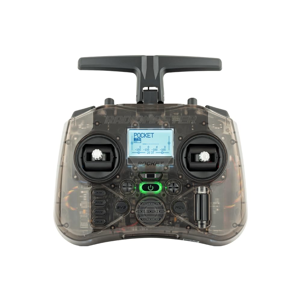 Radiomaster Pocket Hall Gimbal Transmitter Remote Control (ELRS-Charcoal) | Portable Lightweight Built In LED Light Foldable Antenna Mode 2