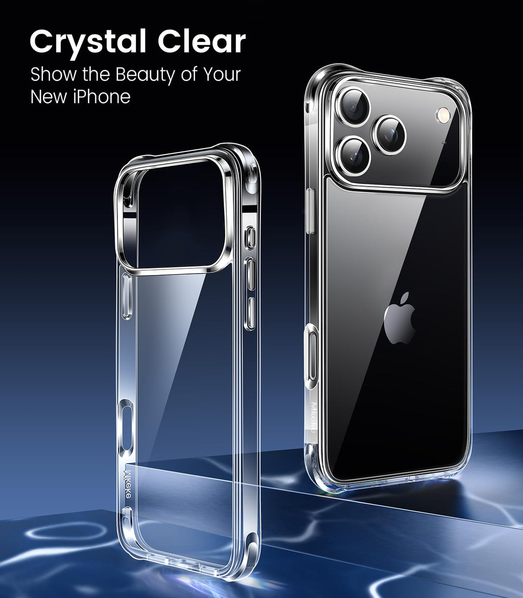 Mkeke for iPhone 18 Pro Case Clear [Not-Yellowing] | [Military-Grade Drop Protection] Shockproof Protective Phone Bumper 2026