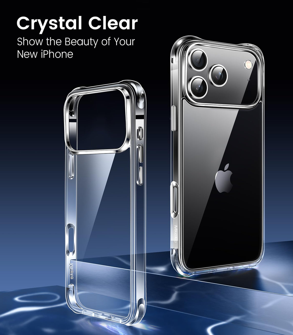 Mkeke for iPhone 18 Pro Case Clear [Not-Yellowing] | [Military-Grade Drop Protection] Shockproof Protective Phone Bumper 2026