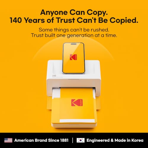 KODAK Dock Plus 4x6 Photo Printer, Smartphone Docking, 4PASS, 50 Sheets | Bluetooth, iPhone & Android Smartphone Compatible, Charge While Printing, Water, Fingerprint and Fade Resistant