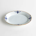 Floral Leaves Ridged Oval Dessert Plate