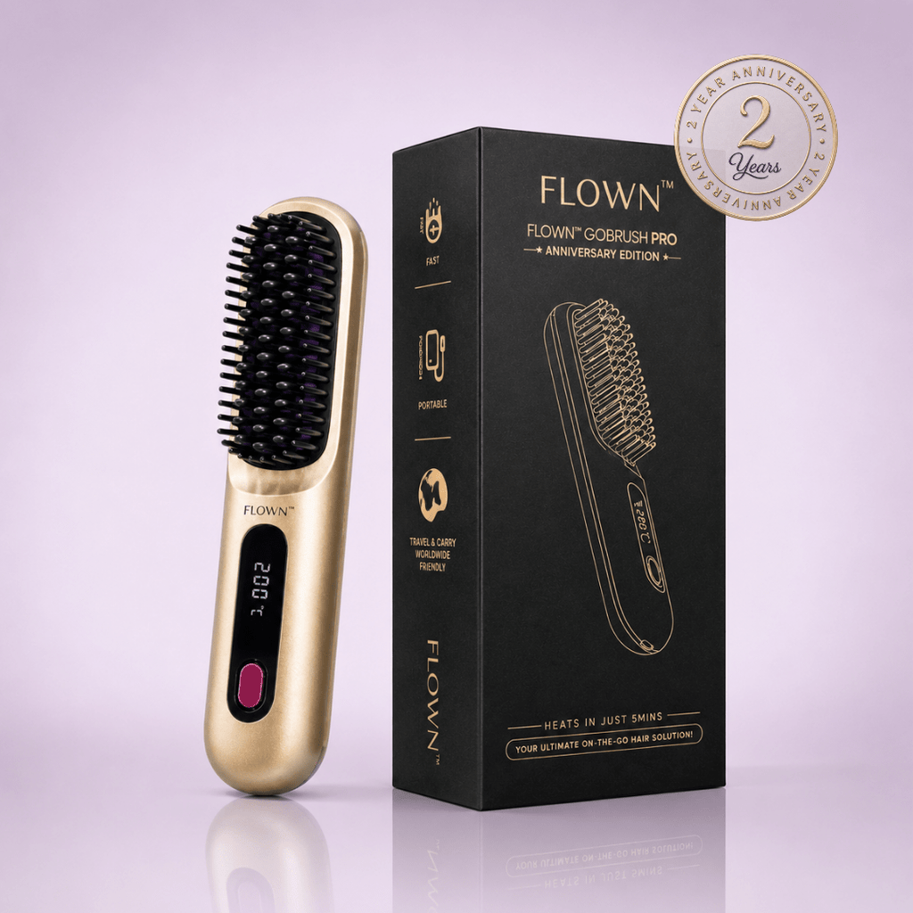 [NEW] FLOWN Portable Straightener Brush Gold - GoBrush PRO