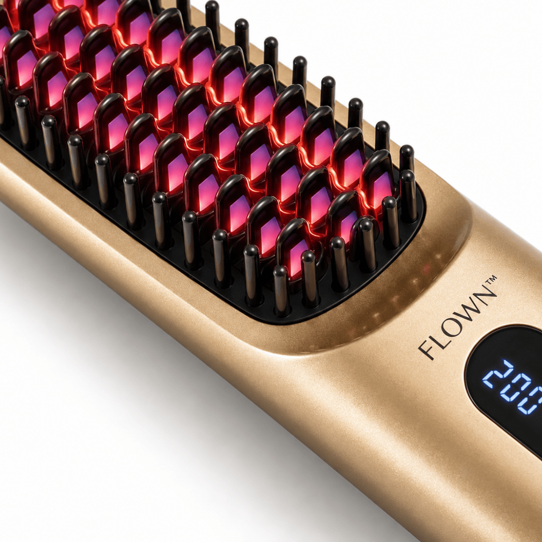 [NEW] FLOWN Portable Straightener Brush Gold - GoBrush PRO