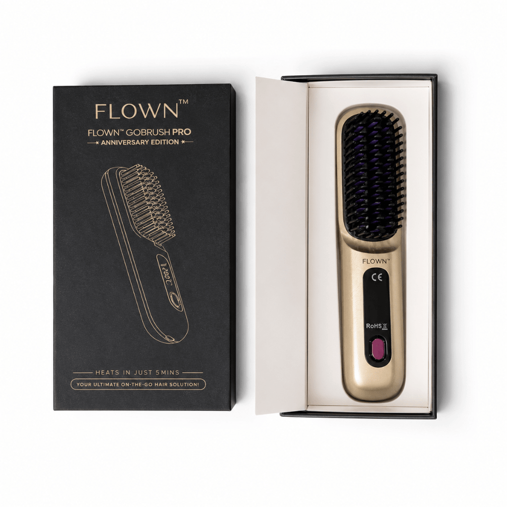 [NEW] FLOWN Portable Straightener Brush Gold - GoBrush PRO