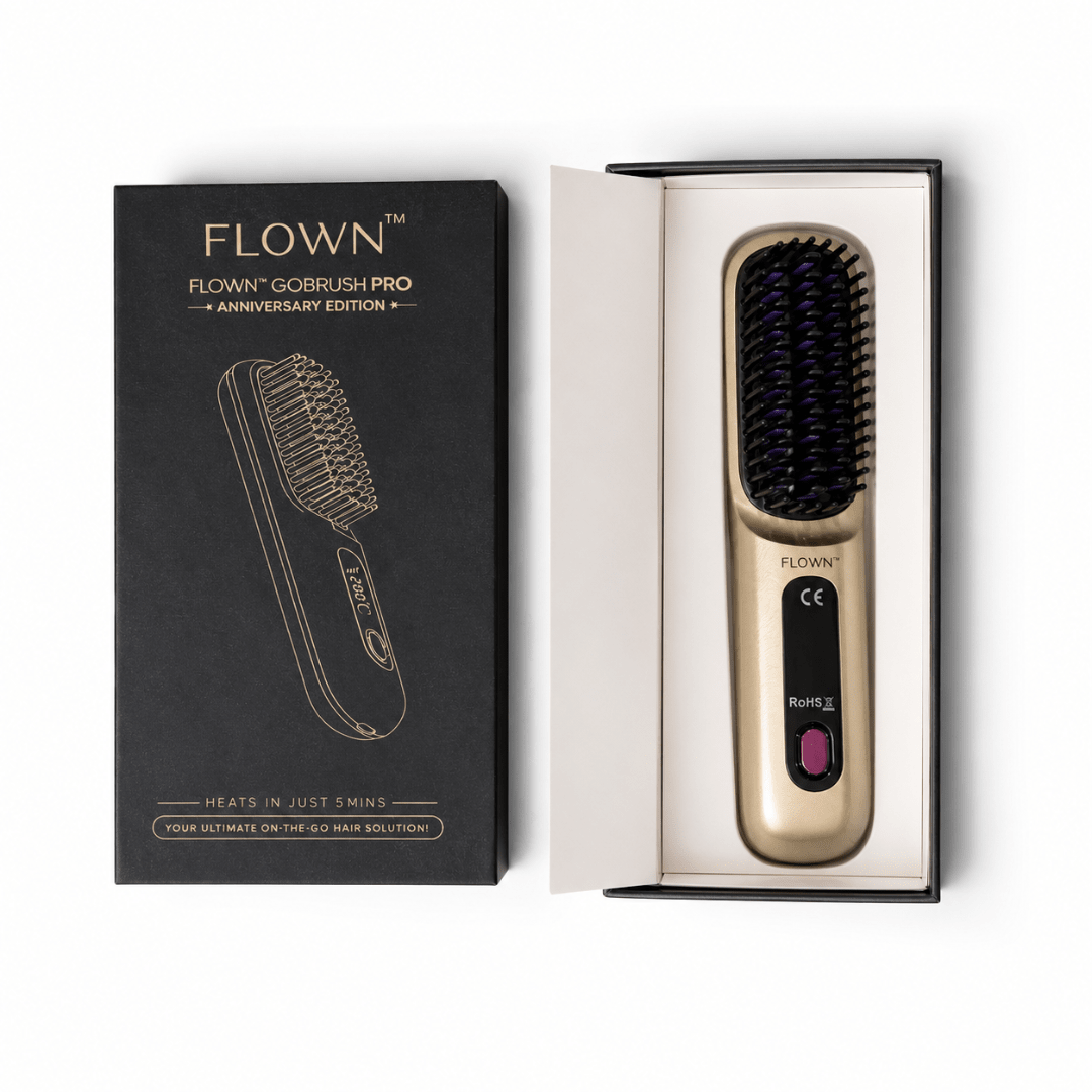 [NEW] FLOWN Portable Straightener Brush Gold - GoBrush PRO