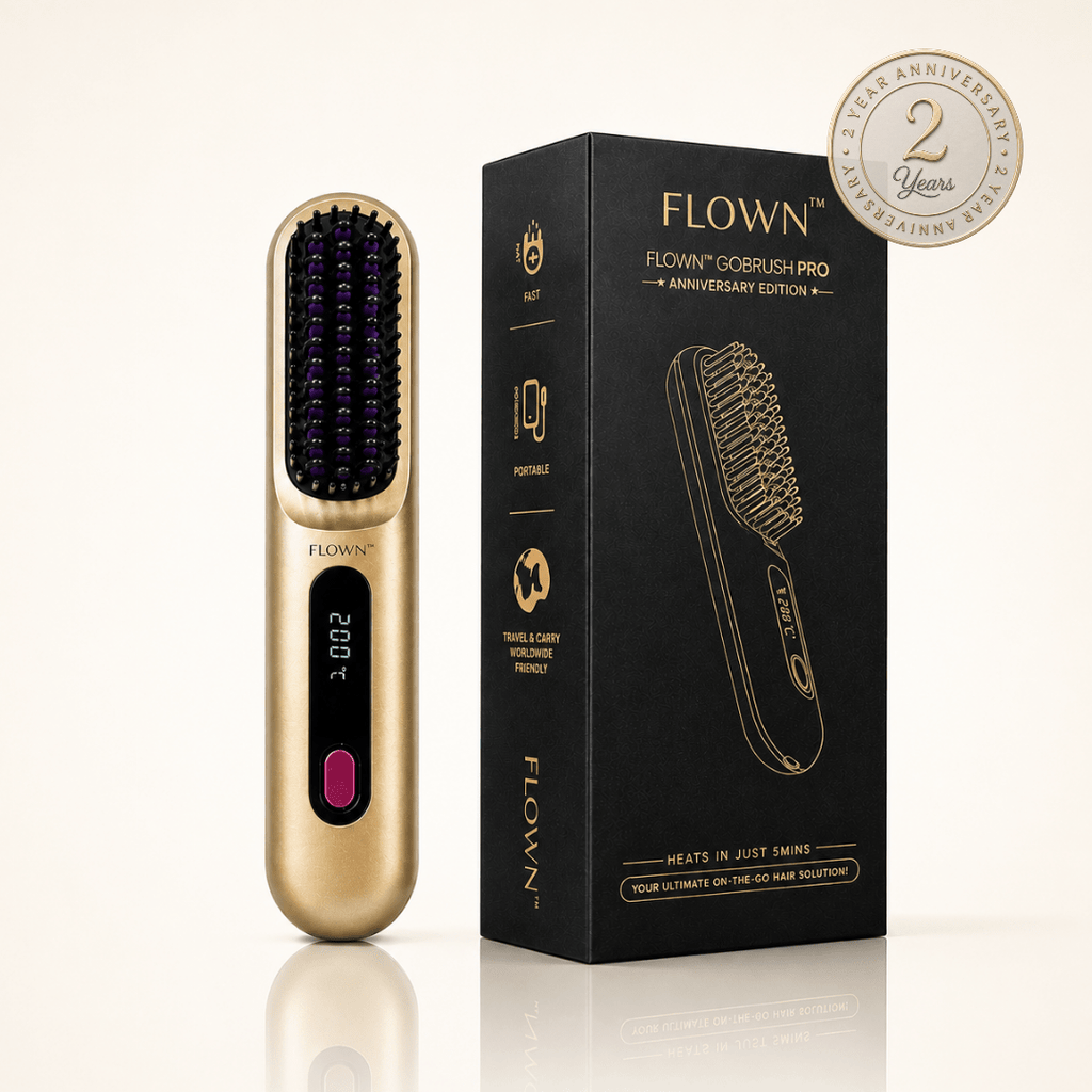 [NEW] FLOWN Portable Straightener Brush Gold - GoBrush PRO