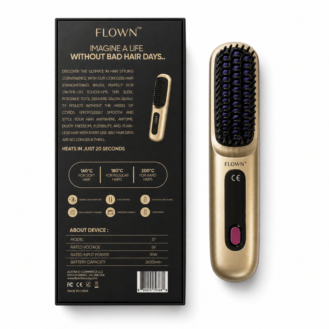 [NEW] FLOWN Portable Straightener Brush Gold - GoBrush PRO