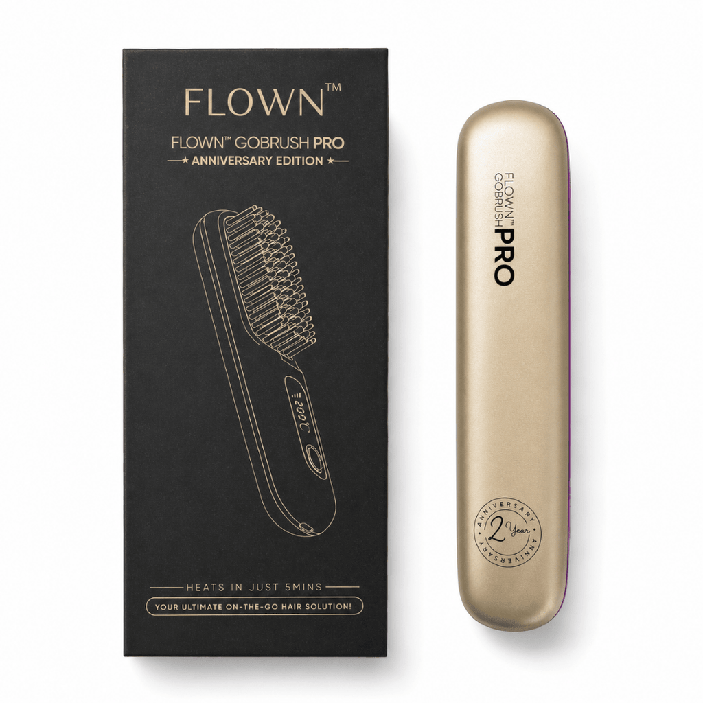 [NEW] FLOWN Portable Straightener Brush Gold - GoBrush PRO