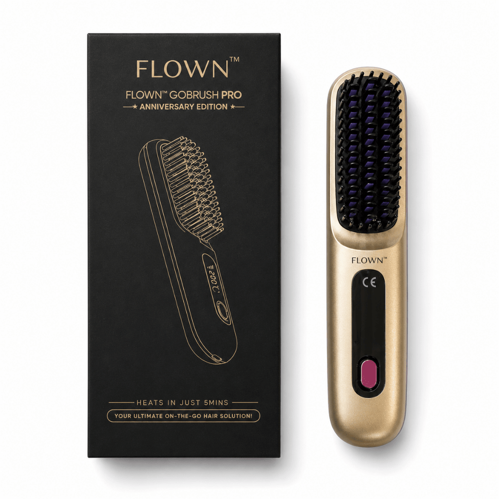 [NEW] FLOWN Portable Straightener Brush Gold - GoBrush PRO