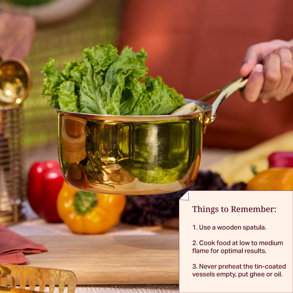 Chai Starter Kit (Brass Saucepan with Insulated handle + Brass Mortar and Pestle)